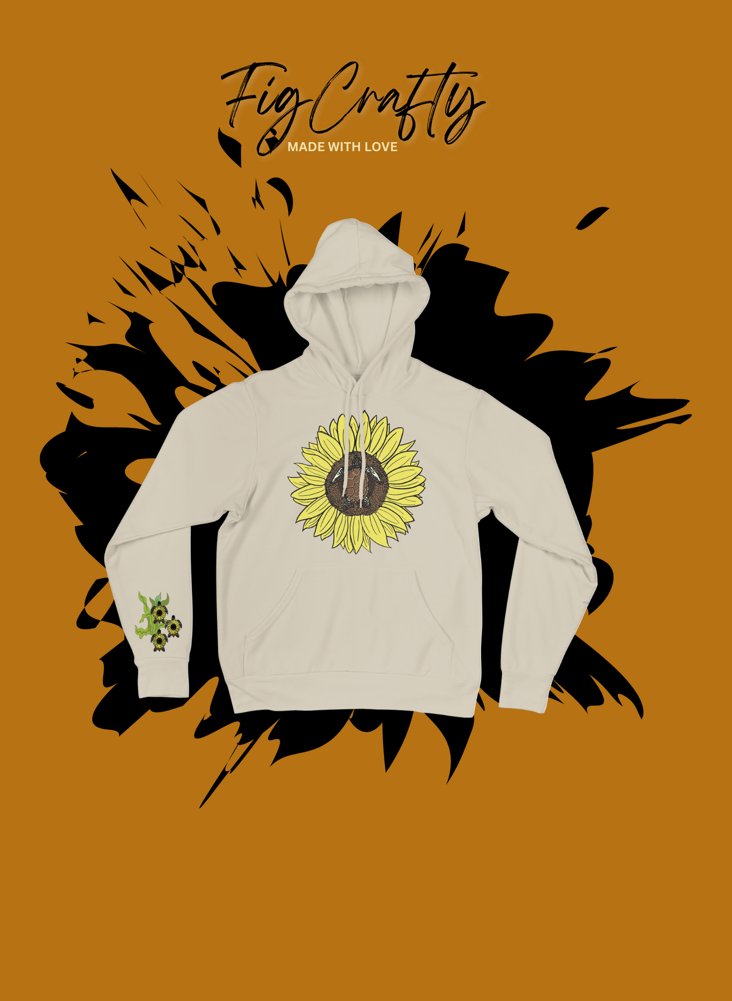 Hoodie Beautiful Sunflower turtle